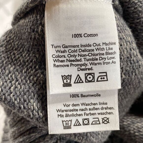 Eddie Bauer 1/4 Zip Pullover Marled Cotton Sweater Grey Tall‎ Large - Picture 13 of 16